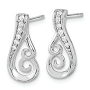 Sterling Silver Rh-plated Polished CZ Post Earrings