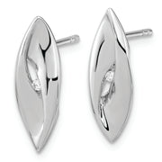 Sterling Silver Rhodium-plated Diamond Fancy Post Earrings