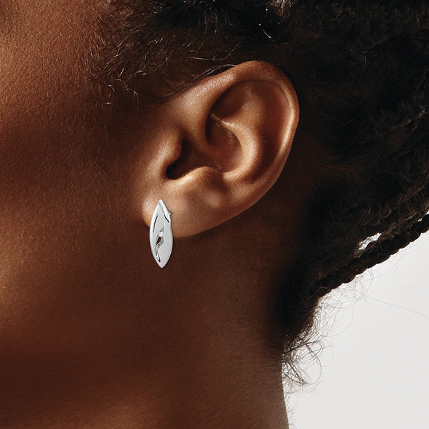 Sterling Silver Rhodium-plated Diamond Fancy Post Earrings