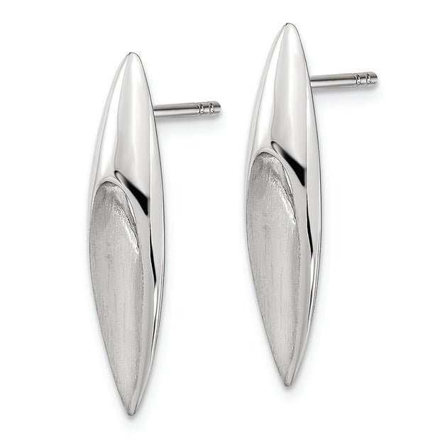 Sterling Silver Satin & Polished Fancy Drop Post Earrings
