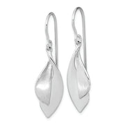 Sterling Silver RH plate Brushed and Polished Dangle Shephard Hook Earrings