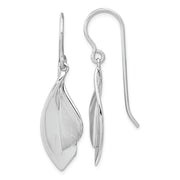 Sterling Silver RH plate Brushed and Polished Dangle Shephard Hook Earrings