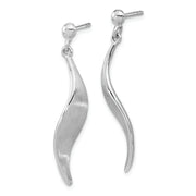 Sterling Silver RH-plated Brushed Dangle Post Earrings