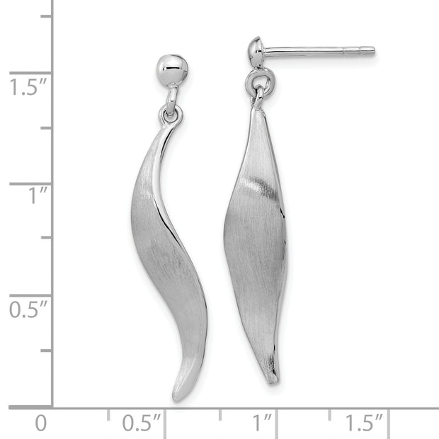 Sterling Silver RH-plated Brushed Dangle Post Earrings