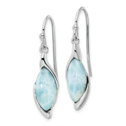 Sterling Silver Rhodium-plated Polished Larimar Dangle Earrings