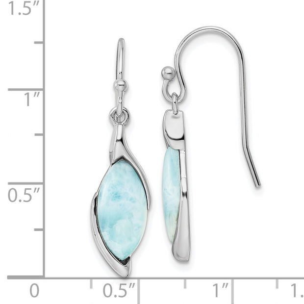 Sterling Silver Rhodium-plated Polished Larimar Dangle Earrings