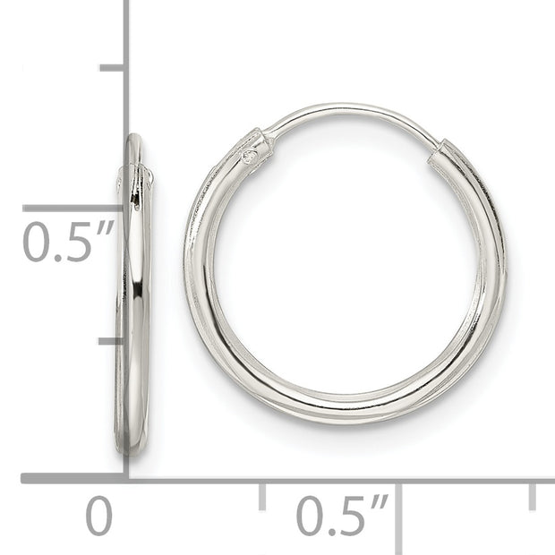 Sterling Silver Diamond-cut 1.5x15mm Endless Tube Hoop Earrings