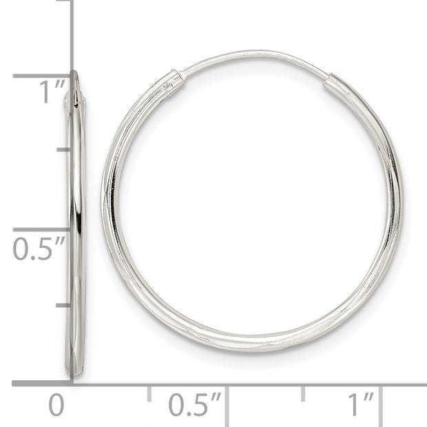 Sterling Silver Diamond-cut 1.5x25mm Endless Tube Hoop Earrings