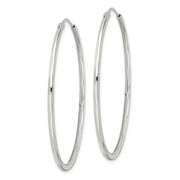 Sterling Silver Diamond-cut 1.5x40mm Endless Tube Hoop Earrings