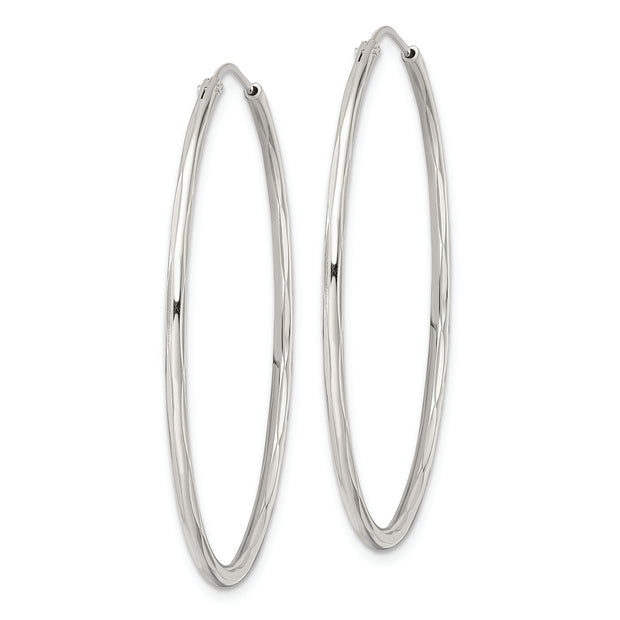 Sterling Silver Diamond-cut 1.5x40mm Endless Tube Hoop Earrings
