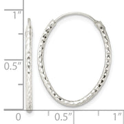 Sterling Silver Polished D/C Oval Endless Hoop Earrings
