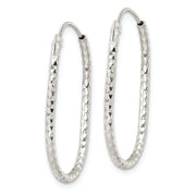 Sterling Silver Polished & D/C Oblong Endless Hoop Earrings