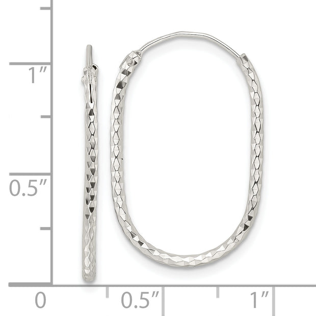 Sterling Silver Polished & D/C Oblong Endless Hoop Earrings
