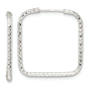 Sterling Silver Polished D/C Square Endless Hoop Earrings