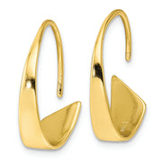 Sterling Silver Gold-tone Polished Flat Bar Hoop Threader Earrings