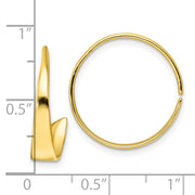Sterling Silver Gold-tone Polished Flat Bar Hoop Threader Earrings
