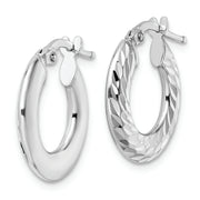 Sterling Silver Rhodium-plated 2x18mm D/C Knife-edge Tube Hoop Earrings