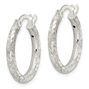 Sterling Silver Polished and Laser Diamond-cut Hoop Earrings