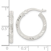 Sterling Silver Polished and Laser Diamond-cut Hoop Earrings