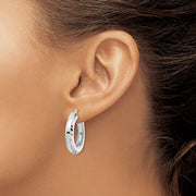 Sterling Silver Rhodium-plated 5x24mm D/C Octagon Tube Hoop Earrings