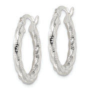 Sterling Silver Polished and Textured Twisted Hoop Earrings