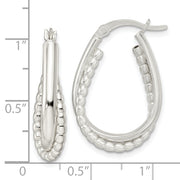 Sterling Silver Rhodium-plated Polished Double Oval Hoop Earrings