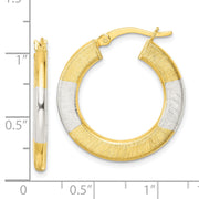 Sterling Silver and Gold-tone Brushed Flat Circle Hoop Earrings