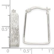 Sterling Silver Textured 5.5mm Square Hoop Earrings