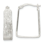 Sterling Silver Textured 5.5mm Square Hoop Earrings