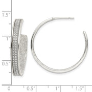 Sterling Silver 4.5x30mm Fabric Glitter Hoop Post Earrings