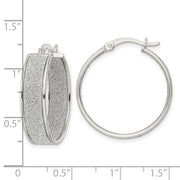 Sterling Silver Polished Fabric Glitter 6.85mm Round Hoop Earrings