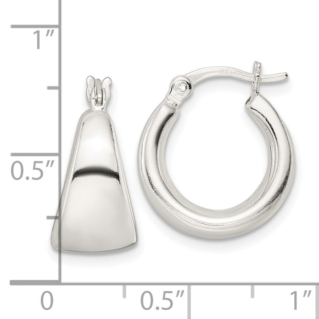 Sterling Silver Polished & Tapered Round Hoop Earrings