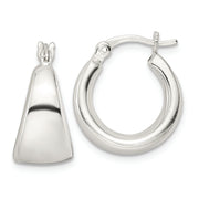 Sterling Silver Polished & Tapered Round Hoop Earrings