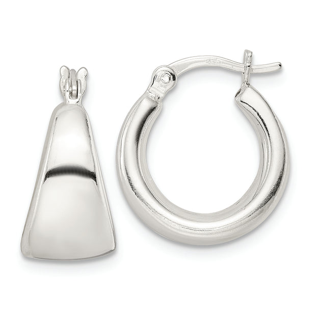 Sterling Silver Polished & Tapered Round Hoop Earrings
