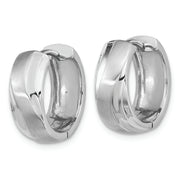 Sterling Silver Rhodium-plated Polished & Satin Wavy Hinged Hoop Earrings