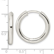 Sterling Silver Polished 3.5x25mm Hinged Tube Hoop Earrings