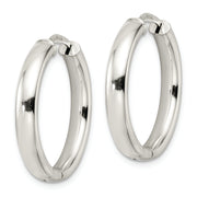 Sterling Silver Polished 3.5x25mm Hinged Tube Hoop Earrings