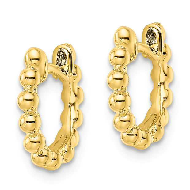 Sterling Silver Gold-tone Polished Beaded Hoop Earrings