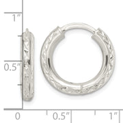 Sterling Silver Diamond-cut 3.5x20mm Hinged Tube Hoop Earrings