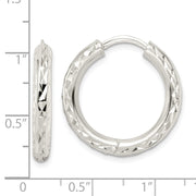 Sterling Silver Polished D/C Circle Hoop Earrings