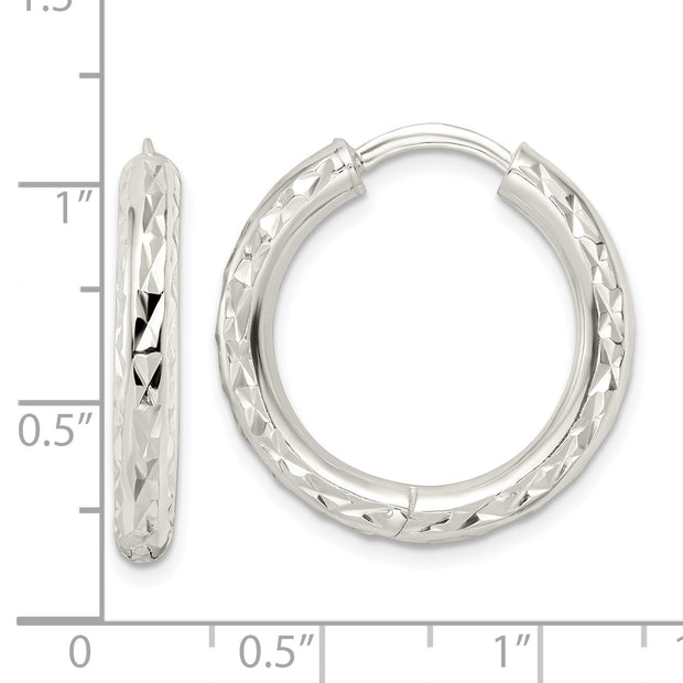 Sterling Silver Polished D/C Circle Hoop Earrings