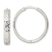 Sterling Silver Polished and D/C Circle Hoop Earrings