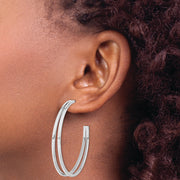 Sterling Silver Rhodium Plated Split Design Hoop Post Earrings