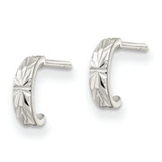 Sterling Silver Polished D/C J-Hoop Post Earrings