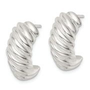 Sterling Silver Polished Hollow J Hoop Post Earrings