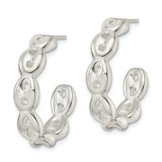 Sterling Silver Polished Scalloped C-Hoop Post Earrings
