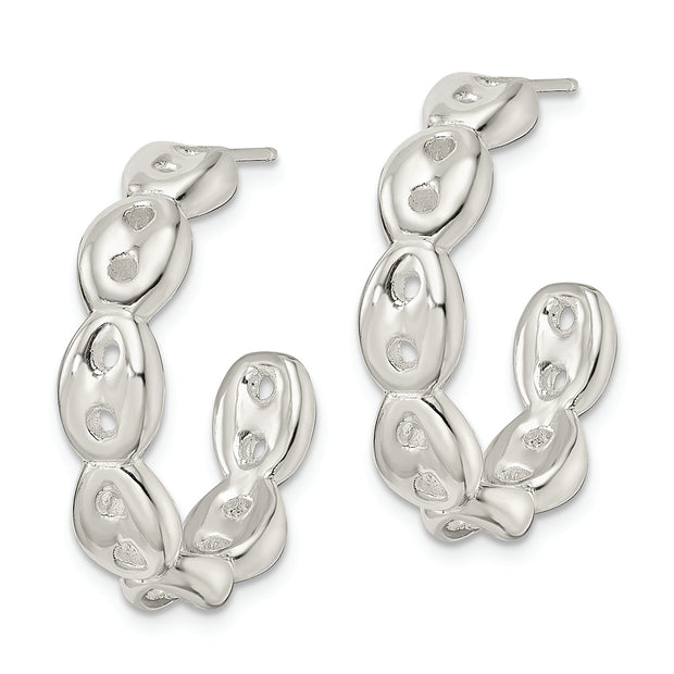 Sterling Silver Polished Scalloped C-Hoop Post Earrings
