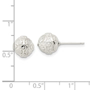 Sterling Silver Polished Floral Ball Post Earrings