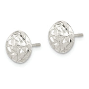 Sterling Silver Polished D/C Textured Post Earrings