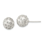 Sterling Silver Satin Crystal Ball Post Earrings